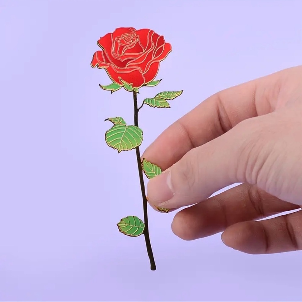 Metal Red Rose Bookmarks for the avid readers and a great gift 4.2in x 1.4in - Picture 3 of 6